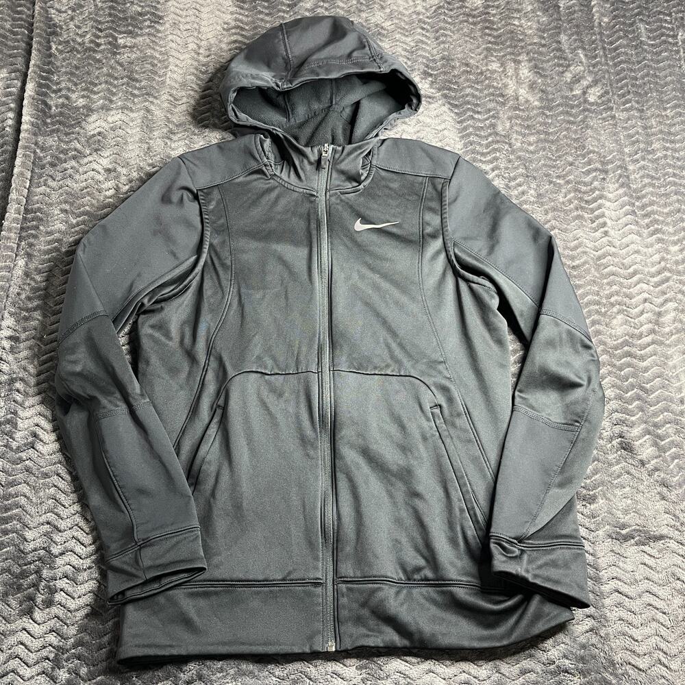 Nike Jacket Mens Medium Black Therma Hyper Elite Hoodie Training Fleece Dri Fit